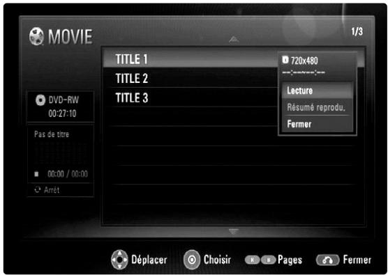 JVC XV-BP1 - Options du menu MOVIE (FILM) - 1