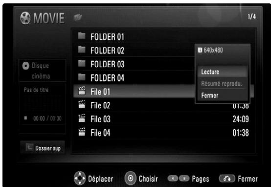 JVC XV-BP1 - Options du menu MOVIE (FILM) - 1