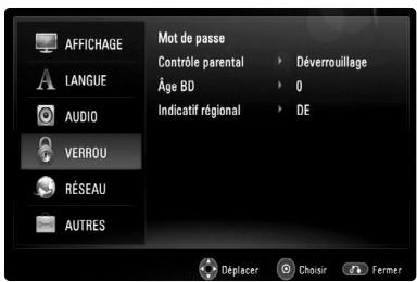 JVC XV-BP1 - Menu [VERROU] (Contrôle parental) - 1