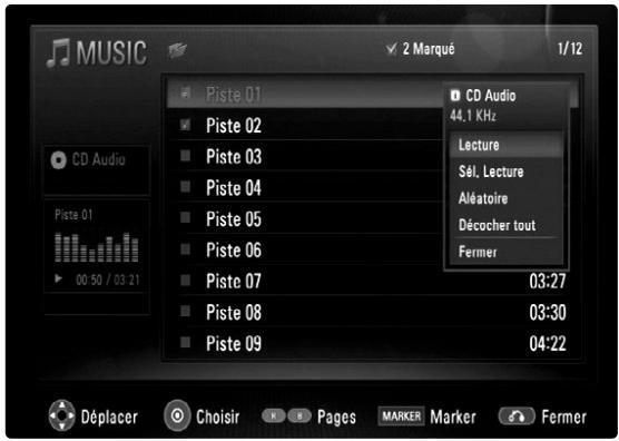 JVC XV-BP1 - Options du menu MUSIQUE - 1