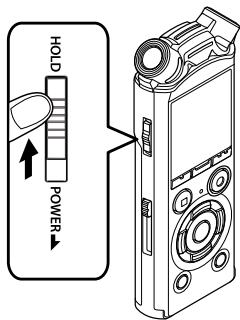 OLYMPUS LS-P1 - Faites glisser le commutateur power/hold en position [HOLD]. - 1