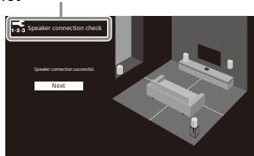 SONY HTA9 - Assurez-vous que la connexion entre le boîtier de commande et les quatre enceintes est effectuée sur l'écran du téléviseur. - 1