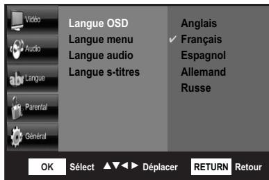 SHERWOOD BDP 6003 - Réglage des options Langue - 3