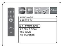 DENON DVD-1740 - ASPECT TV (défaut : 4:3 LETTER BOX) - 1