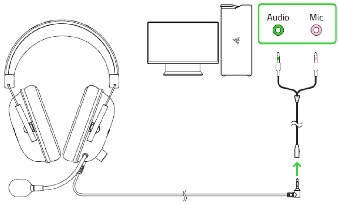 RAZER BlackSharkV2X - Utilisation de la rallonge du câble répartiteur audio/micro - 1