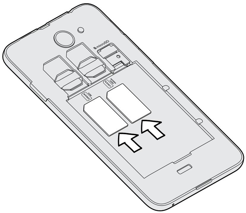 HTC DESIRE 516 DUAL WH - Installer les cartes SIM - 3