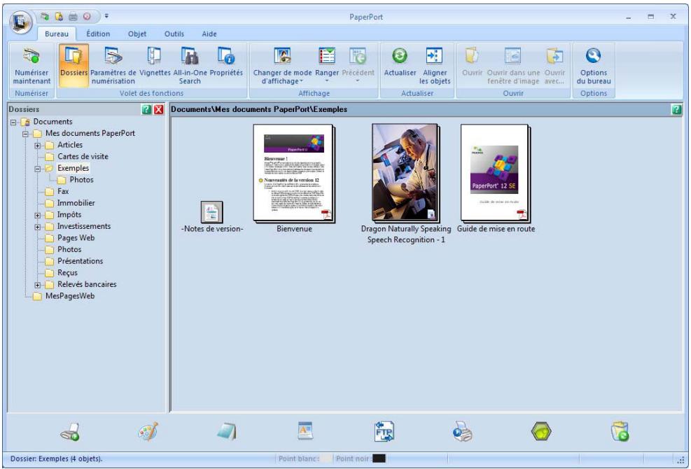 PaperPort Bureau Édition Objet Outils Aide Numériser maintenant Numériser Dossiers Paramètres de Vignettes All-in-One Propriétés numérisation Search Changer de mode Ranger Précédent d'affichage Affichage Actualiser Aligner les objets Actualiser Ouvrir Ouvir dans une Ouvir fenêtre d'image avec... Ouvir Options du bureau Options Dossiers Documents Mes documents PaperPort Articles Cartes de visite Exemples Photos Fax Immobilier Impôts Investissements Pages Web Photos Présentations Reçus Relevés bancaires MesPagesWeb Documents\Mes documents PaperPort\Exemples -Bienvenue Dragon Naturally Speaking Speech Recognition - 1 Guide de mise en route -Notes de version- Bienvenue Dossier: Exemples (4 objets). Point blanc Point noir