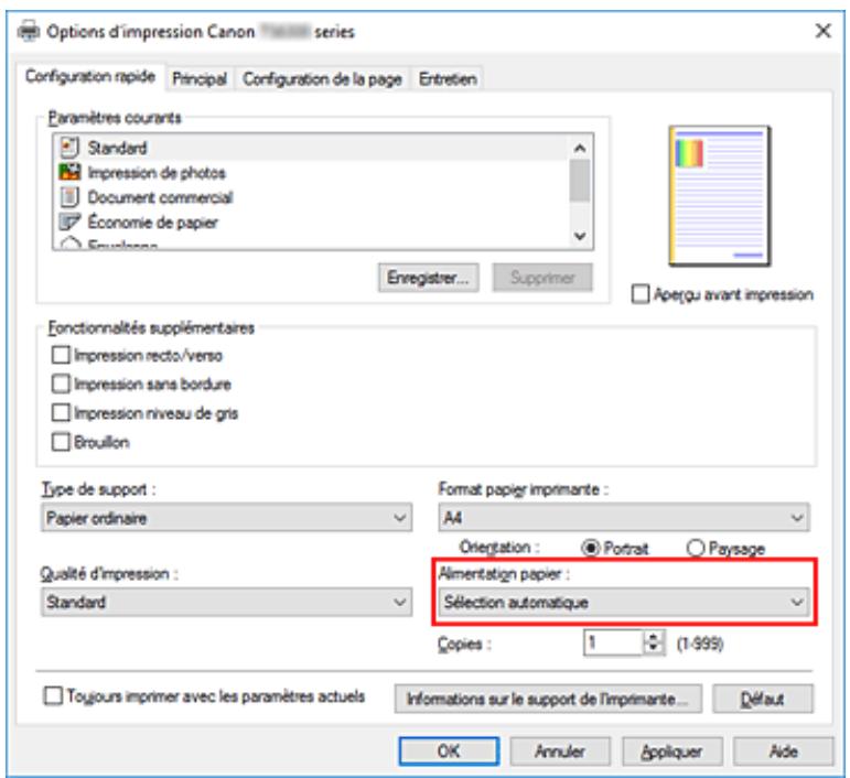 CANON TS6350A - Sélection de la source d'alimentation en papier - 1