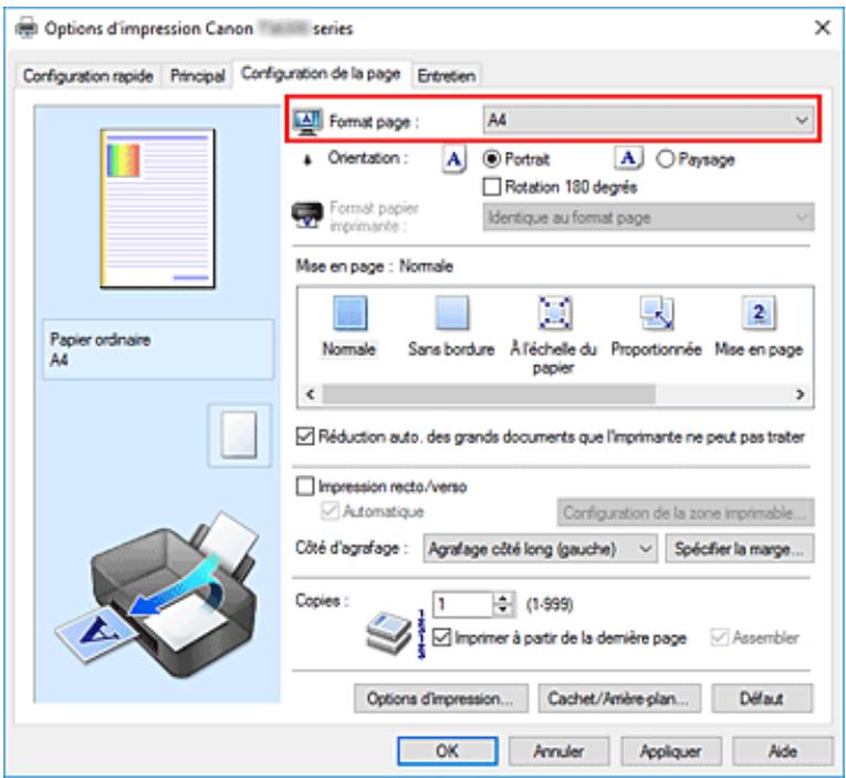CANON TS6350A - Paramètres de papier dans le pilote d'imprimante et sur l'imprimante (format de papier) - 1