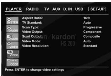 HARMAN KARDON HS-200 - Ajustement vidéo - 1