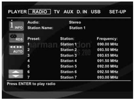 HARMAN KARDON HS-200 - Menu radio - 1
