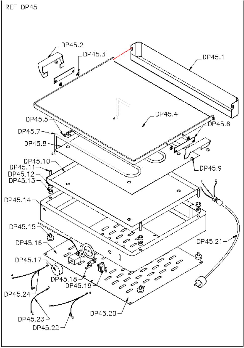 SIMOGAS DP 45 PLANCHA ELECTR - DETAILL DES COMPOSANTS / DETALLE DE COMPONENTES - 1