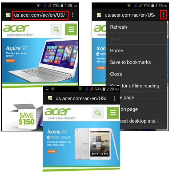 ACER LIQUID Z200 DUO BLEU - Utiliser le navigateur - 1