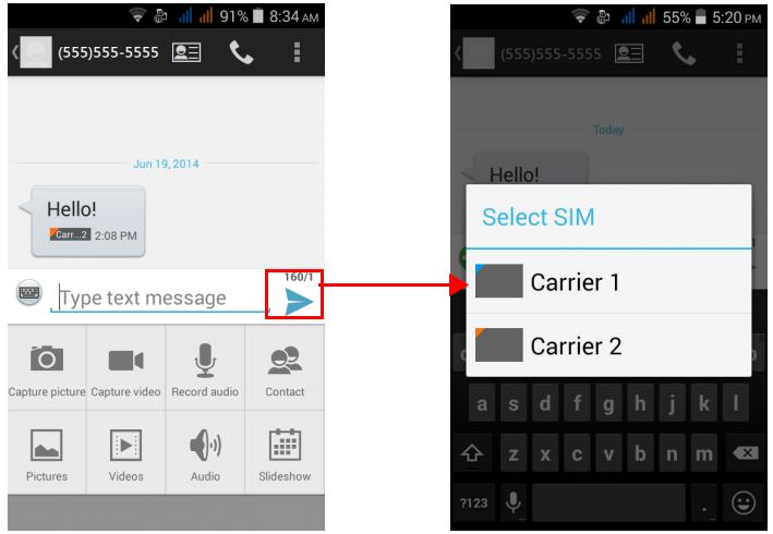 ACER LIQUID Z200 DUO BLEU - Sélectionner quelle SIM utiliser lors de l'envoi d'un SMS - 1