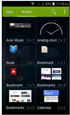 ACER LIQUID Z200 DUO BLEU - Ajouter et supprimer des raccourcis et widgets - 1
