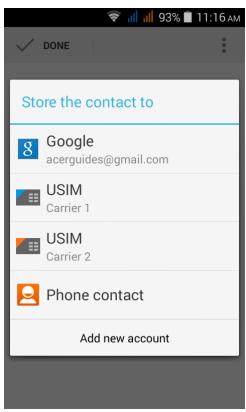 ACER LIQUID Z200 DUO BLEU - Ajouter contact - 1