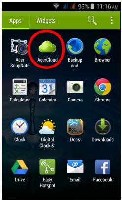 ACER LIQUID Z200 DUO BLEU - Configurer AcerCloud - 1