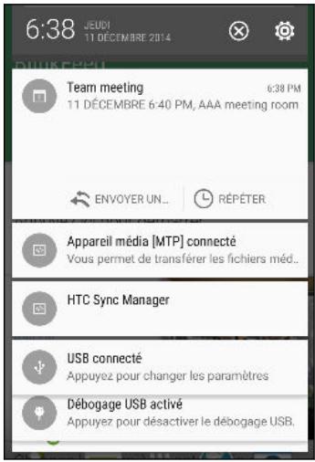 HP ONE M9 ACIER - Panneau notifications - 3