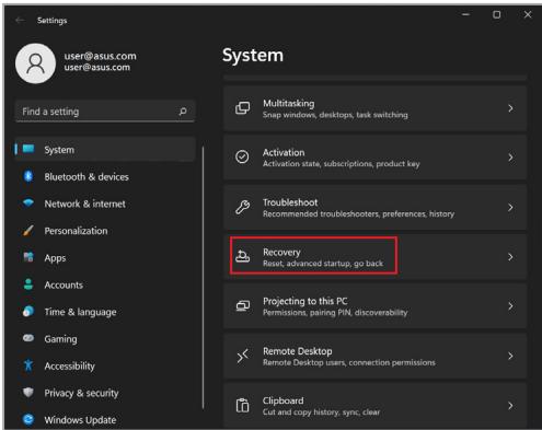 ASUS 5507 15QUAL12/32/1 - Performing a recovery option - 1