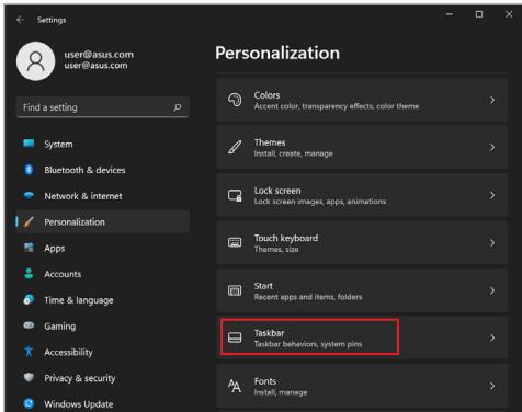 ASUS 5507 15QUAL12/32/1 - Select the Taskbar tab and then enable Automatically hide the taskbar. - 1