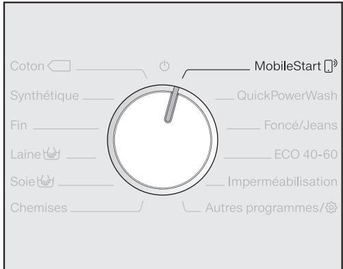 MIELE LAVE-LINGE-WCI860-WCS - Sélection d'un programme avec la position MobileStart  et l'application Miele@mobile - 1