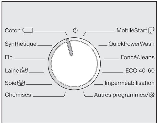 MIELE LAVE-LINGE-WCI860-WCS - Sélection d'un programme standard avec le sélecteur - 1