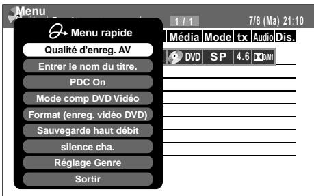 TOSHIBA DR-1 CHROME - 1) Appuyez sur la touche QUICK MENU à l'étape 3  page 39. - 1