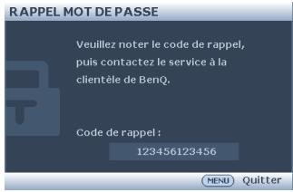 BENQ MP615P - Procédure de rappel de mot de passe - 1