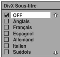 TOSHIBA RD-XV49DT - Divx sous-titre (par défaut: OFF) - 1