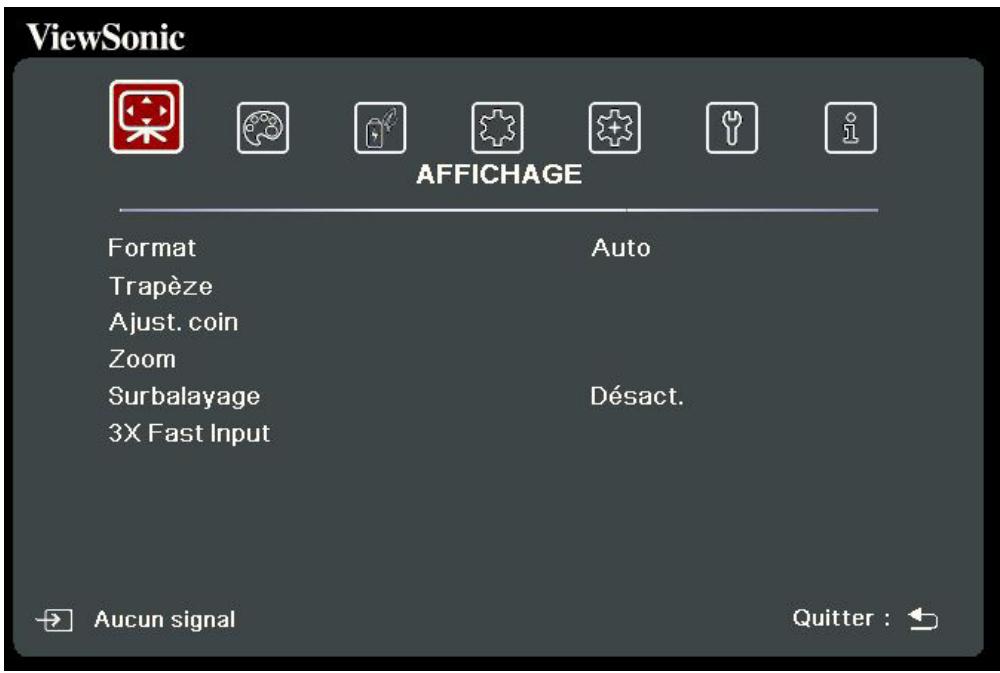 VIEWSONIC NC - Utilisation du menu à l'écran (OSD) - 1
