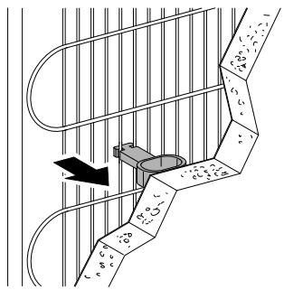 Technical diagram showing a mechanical or structural assembly with labeled components and directional arrows indicating motion or force.