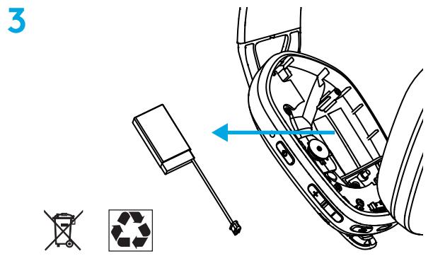 LOGITECH G435 - BORTTAGNING AV BATTERI - 3