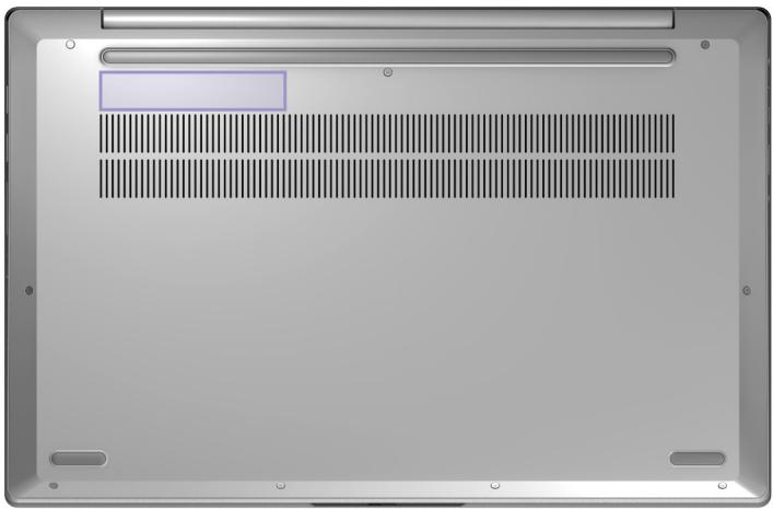 LENOVO IdeaPad 5 15ARE05 - Emplacement de l'étiquette d'identification FCC et IC - 1