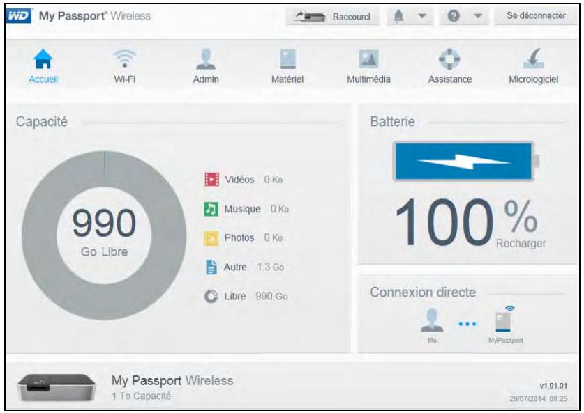 WESTERN DIGITAL MY PASSEPORT WIRELESS 2TO - Affichage de l'état du disque dur - 1