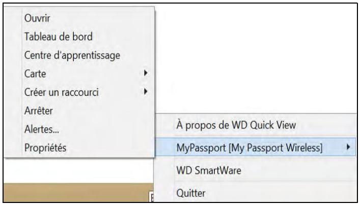 WESTERN DIGITAL MY PASSEPORT WIRELESS 2TO - Accès aux options de raccourci de WD quick view - 2