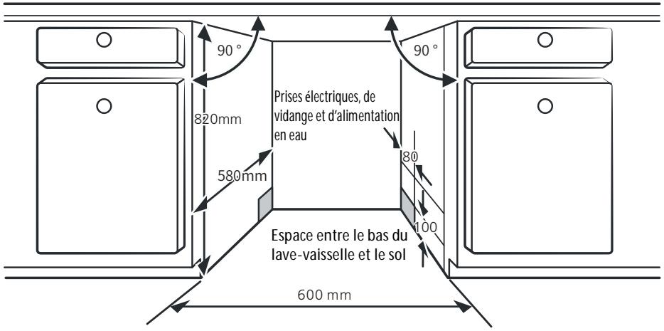DARRYTHOMSON TWBI4215CFULLSLIDE - Exigences d'ouverture du lave-vaisselle - 1
