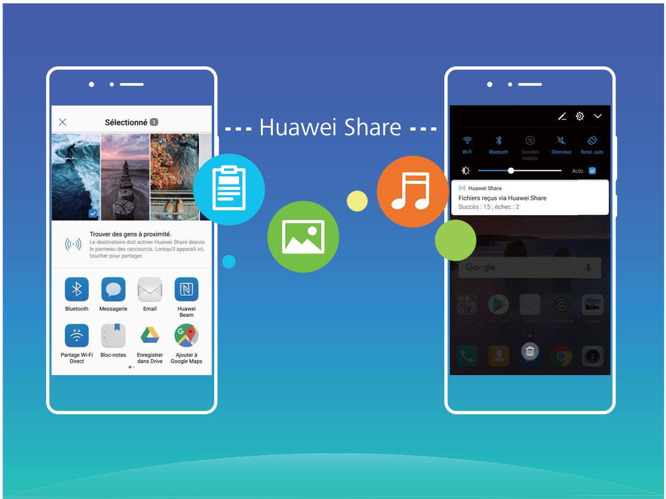 HONOR PLAY PURPLE 6460 - Utilisation de Huawei Share pour le partage rapide de fichiers entre apparéils Huawei - 1