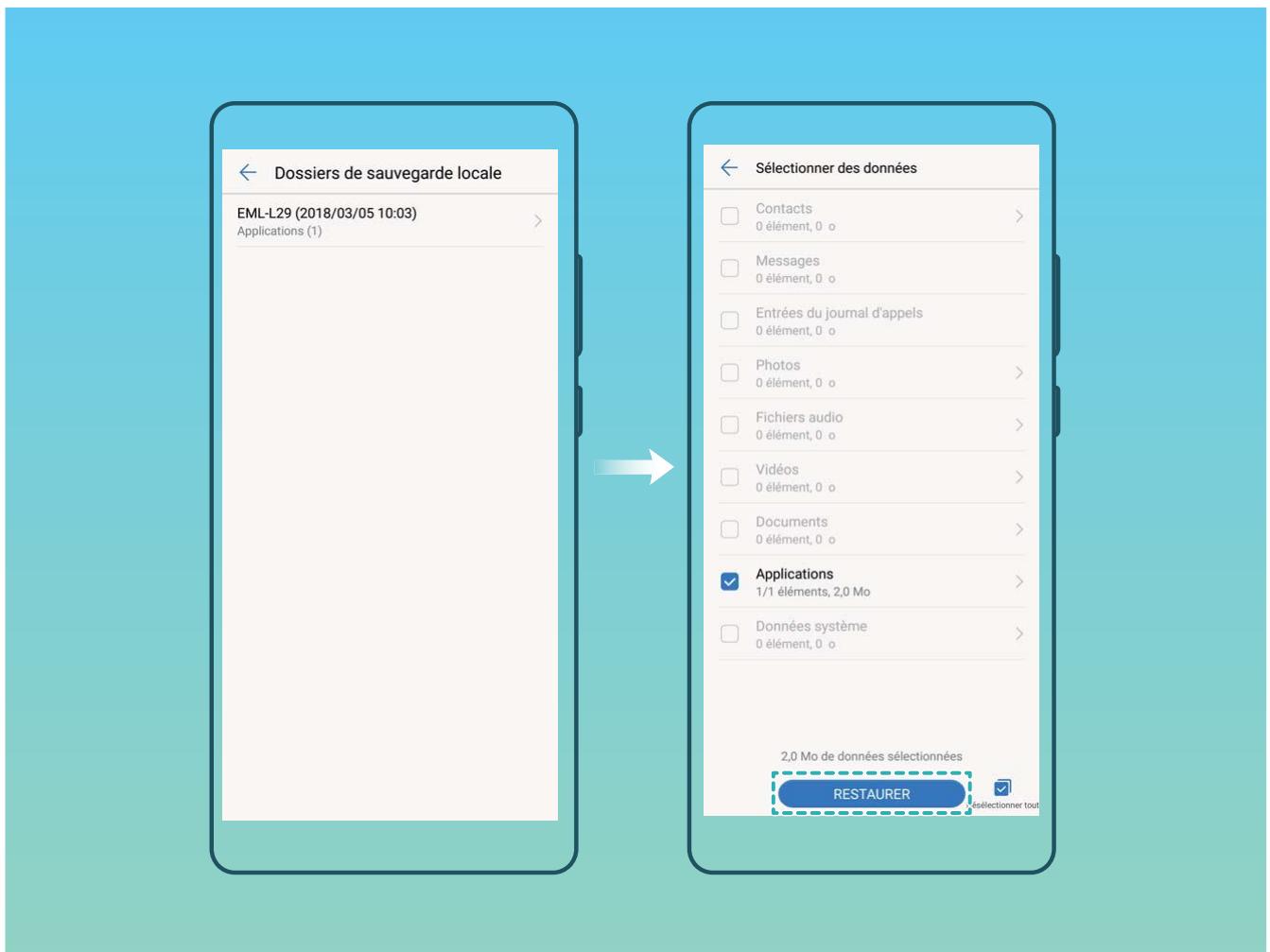 HONOR PLAY PURPLE 6460 - Restauration de vos données sauvégardées - 1