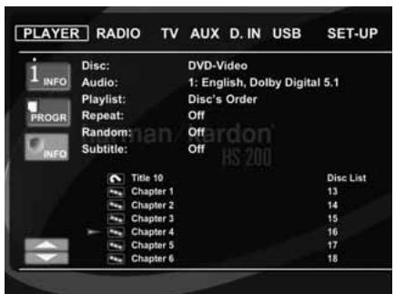 HARMAN KARDON HS 200 BLANC - Menu Player (lecteur) - 1