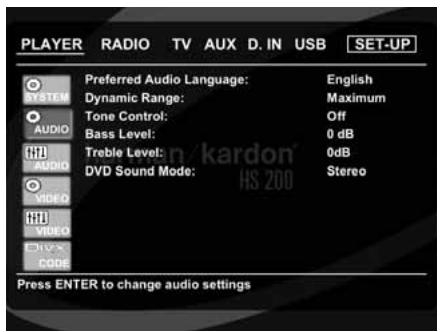 HARMAN KARDON HS 200 BLANC - Réglages Systeme - 3