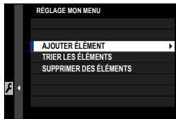 FUJIFILM X-TS - RÉGLAGE MON MENU - 1