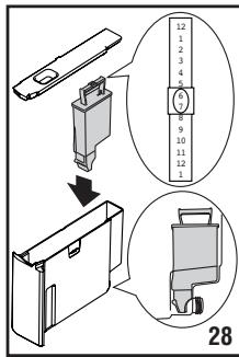 Diagram showing a device assembly with numbered parts and a magnified view of the component, labeled '28'.