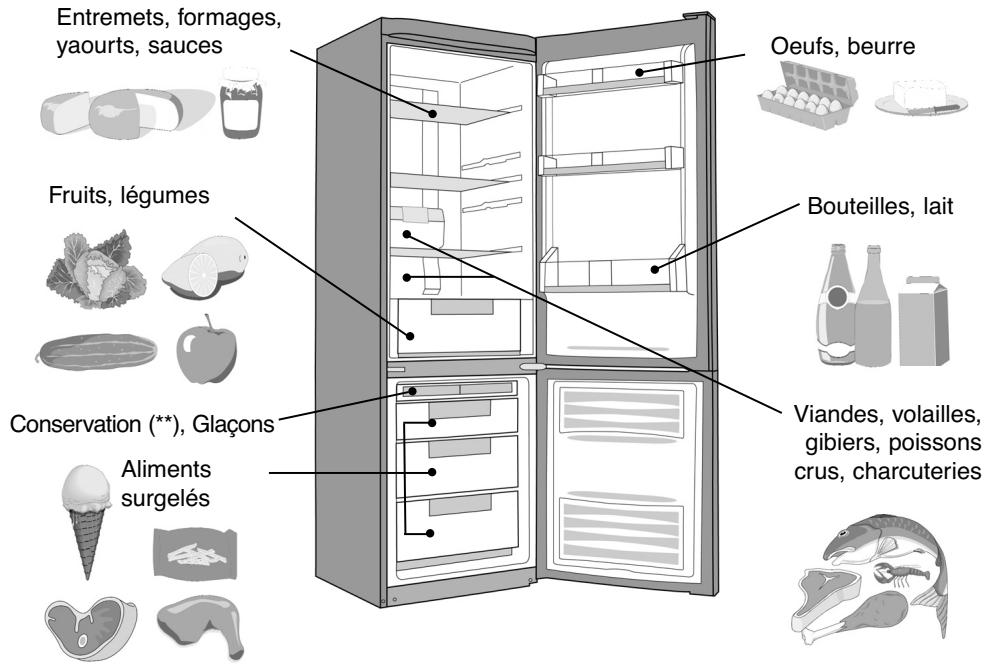 DE DIETRICH DKP 837 B NOIR LAQUE - Mise en place des alimentés dans le réfrigérateur - 2