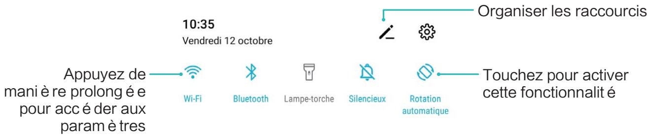 HONOR Smartphone10 LITE BLUE - Utiliser des boutons raccourci pour activer rapidement les fonctionnalités gratuites utilisées - 1