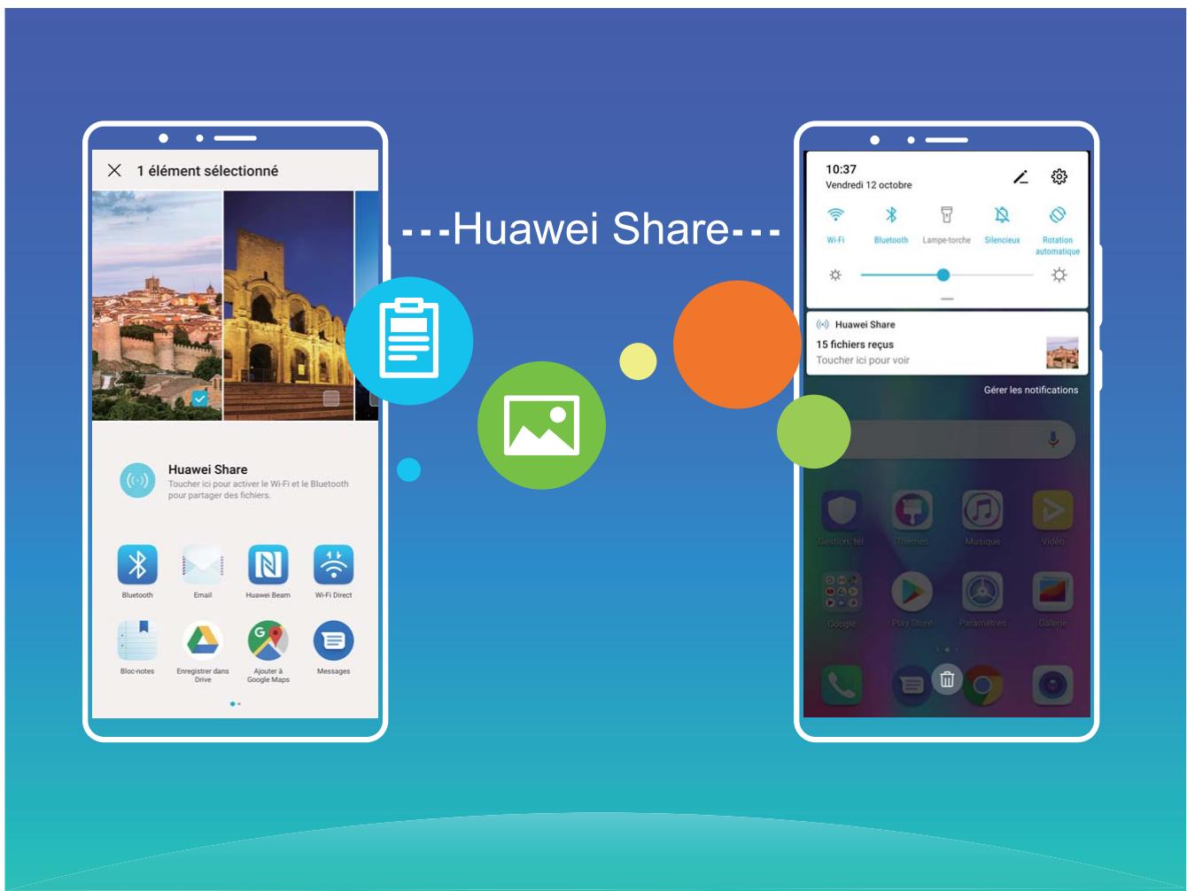 HONOR Smartphone10 LITE BLUE - Utilisation de Huawei Share pour le partage rapide de fichiers entre apparéils Huawei - 1