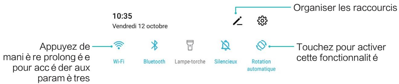 HONOR Smartphone10 LITE BLUE - Utiliser des boutons raccourci pour activer rapidement les fonctionnalités gratuites utilisées - 1