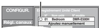 PANASONIC DMR-E500H - Appuyez sur [, ] pour sélectionner l'enregistreur de DVD client, puis appuyez sur [ENTER]. - 1