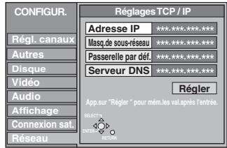 PANASONIC DMR-E500H - Pour saisir manuellement l'adresse IP de l'enregistreur de DVD - 1
