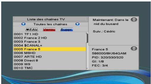 SAGEMCOM DT83HD - Allez dans MENU > édition des chaînes > listes chaînes TV. - 1
