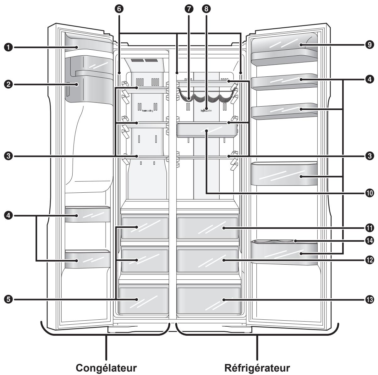 PANASONIC NR-B53VW2-WF - Intérieur et aliments stockés - 1